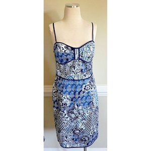 Muse Spaghetti Strap Floral Abstract Bandana Print Dress Size 8 Fully Lined‎